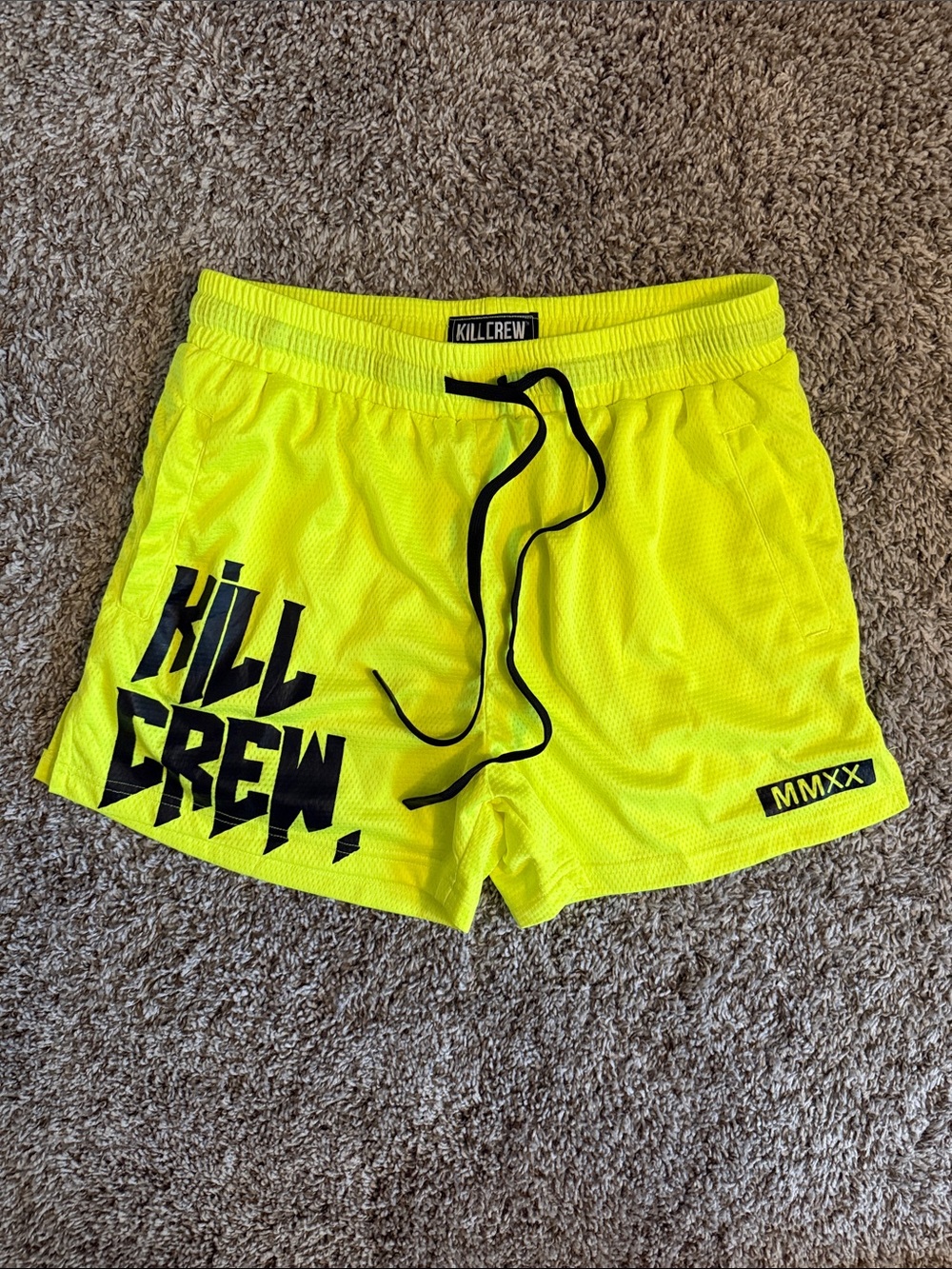Kill Crew ‘MUAY THAI SHORTS (MID THIGH CUT) NEON YELLOW’
